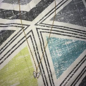 Gold and White Butterfly Necklace
